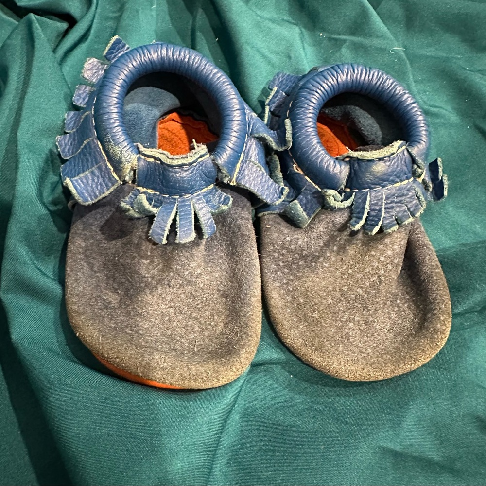 Freshly Picked Blue Moccasins with Fringe Details